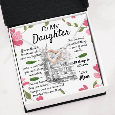 To My Daughter (Ever There Is A Tomorrow) Interlocking Hearts Necklace - Love You This Much